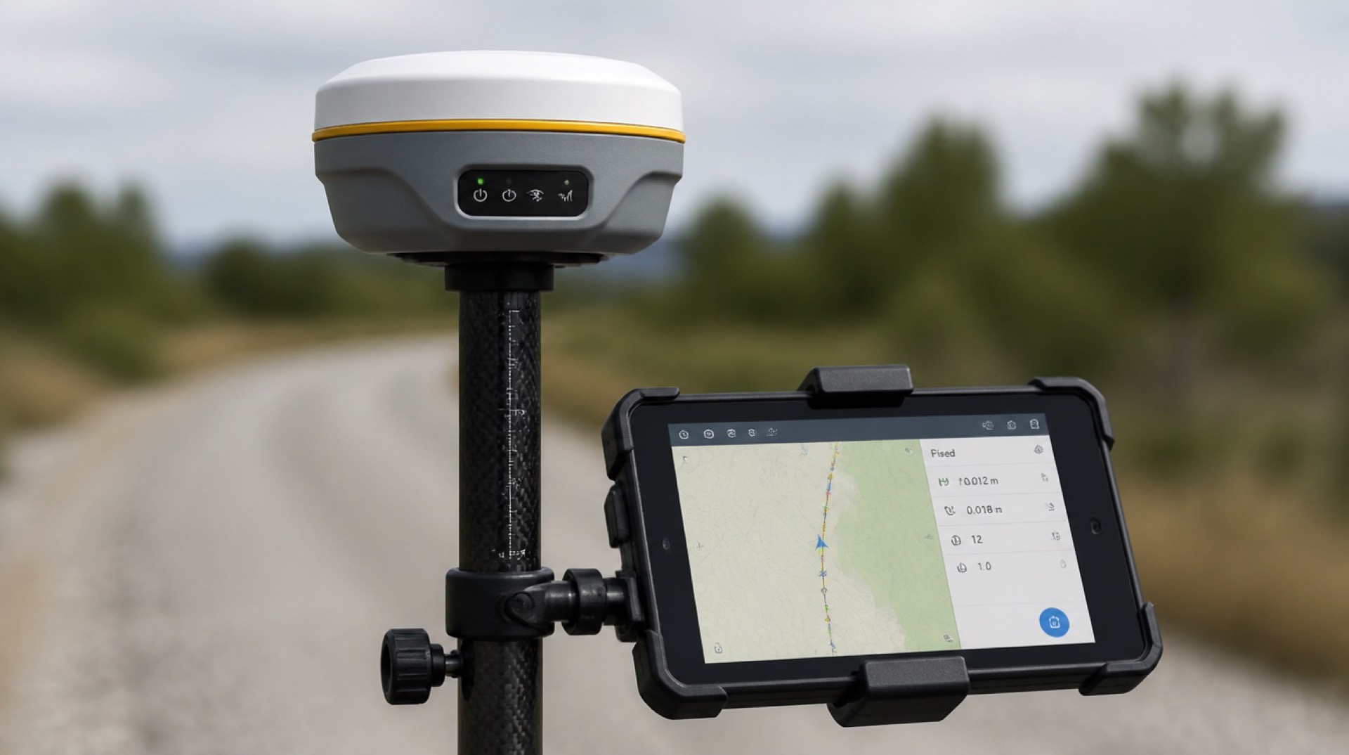 Modern GNSS vevő és táblagép a terepen